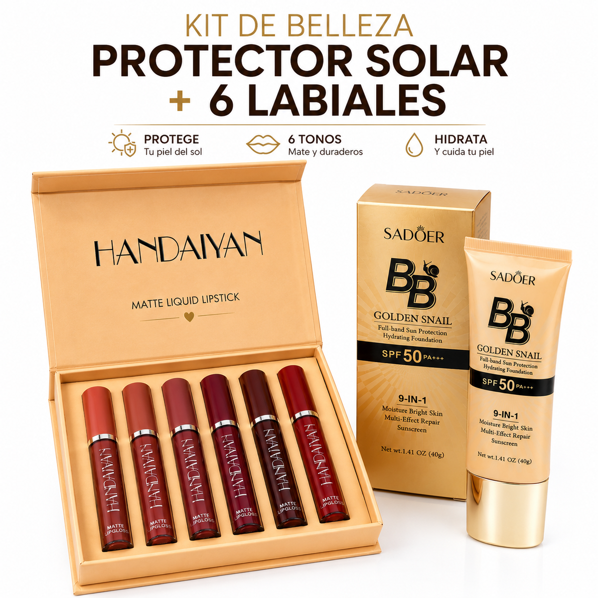 KIT DE BELLEZA 9 EN 1 + 6 LABIALES
